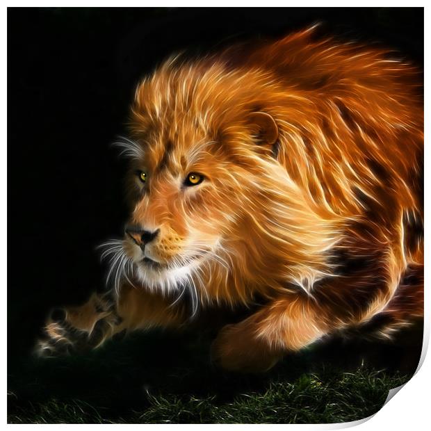 Raw Lion Power Fractal Print by Julie Hoddinott