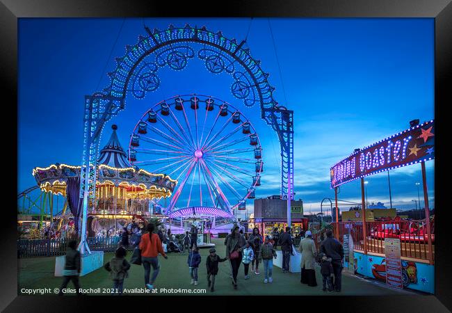 Funfair Brent Cross London Framed Print by Giles Rocholl