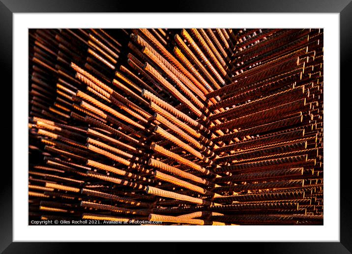 Rusty metal rods abstract Framed Mounted Print by Giles Rocholl