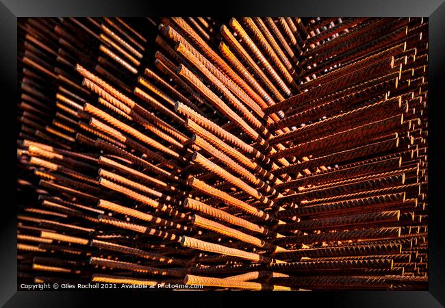 Rusty metal rods abstract Framed Print by Giles Rocholl
