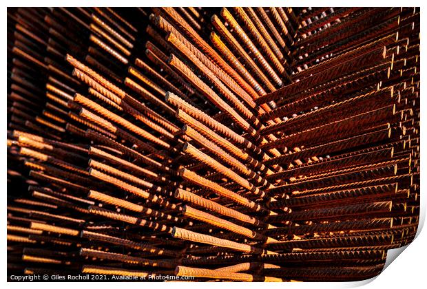 Rusty metal rods abstract Print by Giles Rocholl