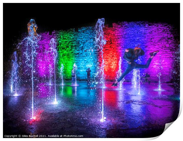 Illuminated fountains night Print by Giles Rocholl