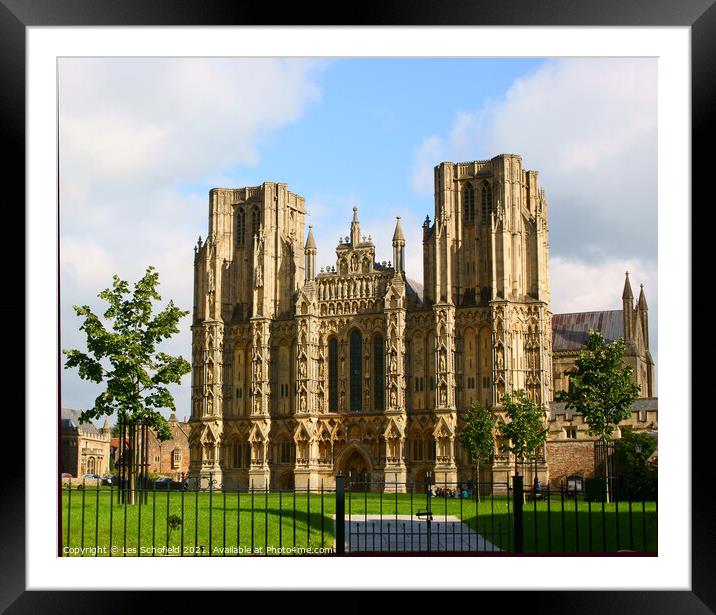 The Mighty Cathedral of Wells Framed Mounted Print by Les Schofield