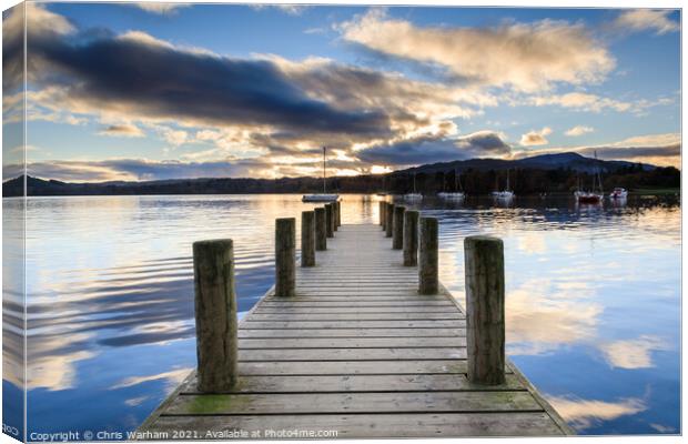 Ambleside jetty at sunset Canvas Print by Chris Warham