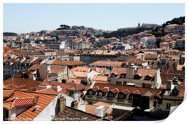 Aweinspiring Lisbon Rooftops Print by Dudley Wood