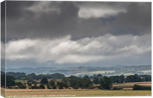 Towards Barningham, Lower Teesdale, from Thorpe under a Dramatic Sky Canvas Print by Richard Laidler