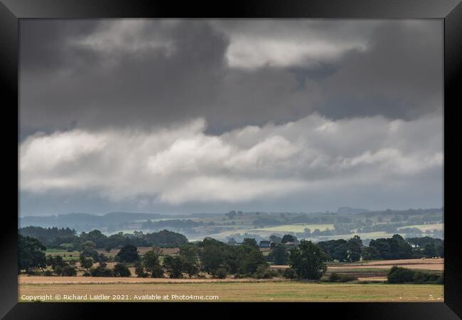 Towards Barningham, Lower Teesdale, from Thorpe under a Dramatic Sky Framed Print by Richard Laidler