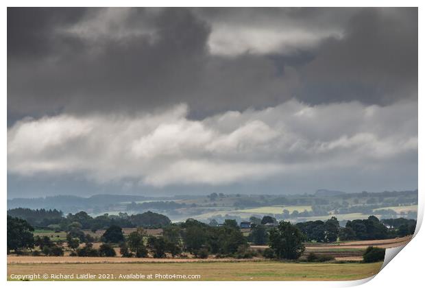Towards Barningham, Lower Teesdale, from Thorpe under a Dramatic Sky Print by Richard Laidler