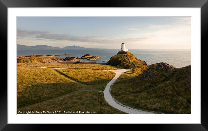 Majestic Sunset at Llanddwyn Lighthouse Framed Mounted Print by Andy McGarry