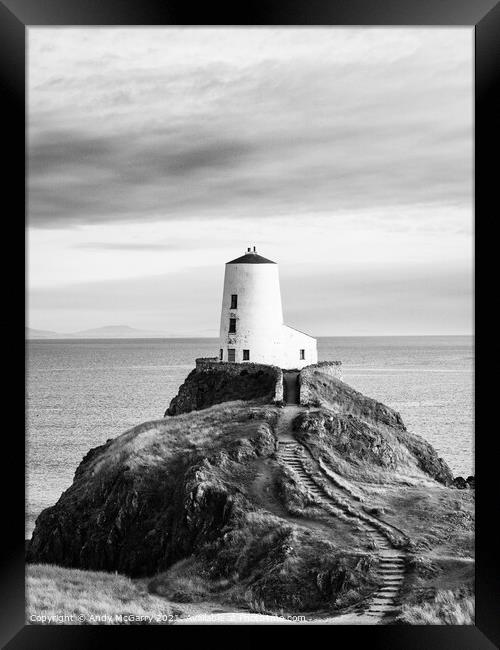 The Serenity of Llanddwyn Lighthouse Framed Print by Andy McGarry