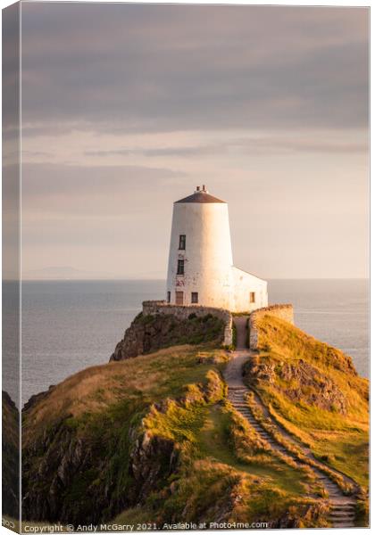 A Majestic Sunset at Llanddwyn Lighthouse Canvas Print by Andy McGarry
