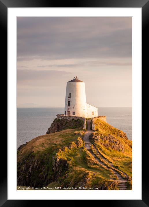 A Majestic Sunset at Llanddwyn Lighthouse Framed Mounted Print by Andy McGarry