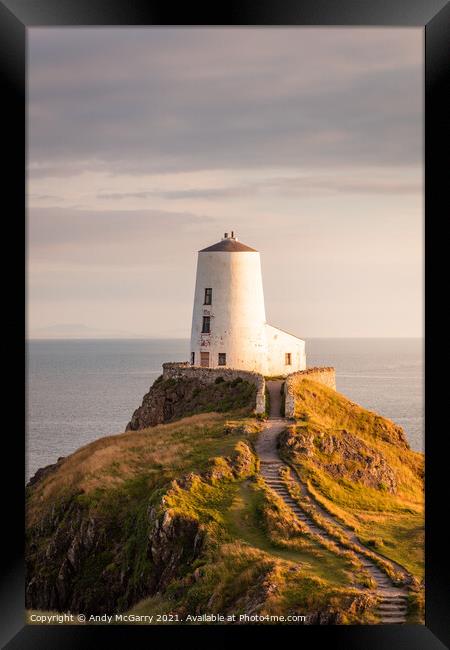 A Majestic Sunset at Llanddwyn Lighthouse Framed Print by Andy McGarry