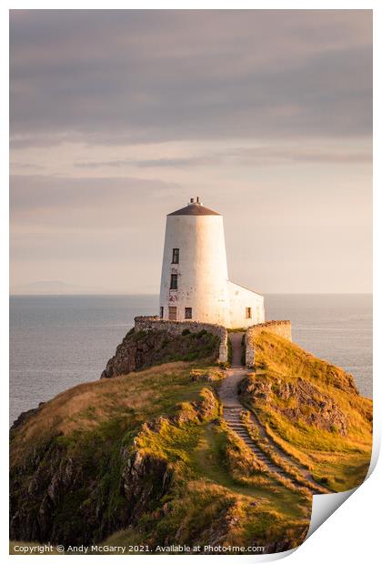 A Majestic Sunset at Llanddwyn Lighthouse Print by Andy McGarry