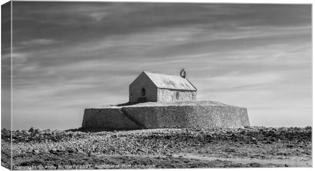 St Cwyfans Church on the Sea Canvas Print by Andy McGarry