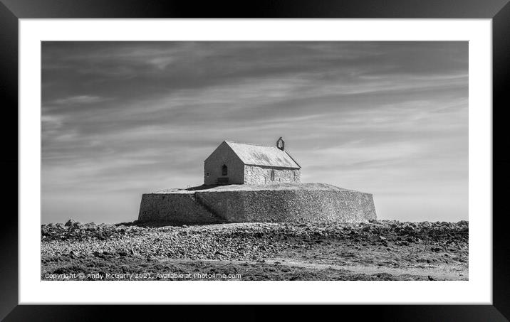 St Cwyfans Church on the Sea Framed Mounted Print by Andy McGarry