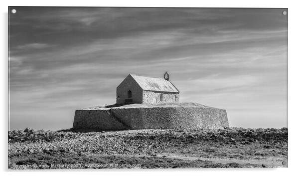 St Cwyfans Church on the Sea Acrylic by Andy McGarry