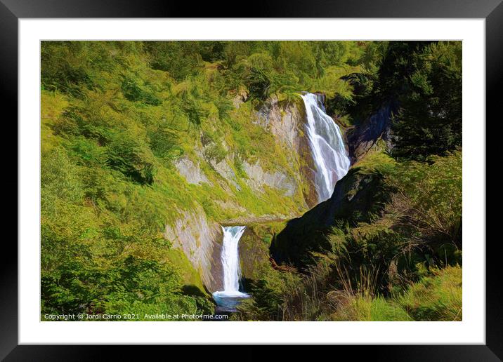 Picturesque waterfall - C1509-3071-PIN-R Framed Mounted Print by Jordi Carrio