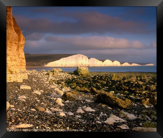 Seven Sisters from Cuckmere Haven, East Sussex, England, UK Framed Print by Geraint Tellem ARPS