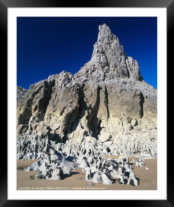 Limestone cliff, Mewslade Bay, Gower, South Wales Framed Mounted Print by Geraint Tellem ARPS