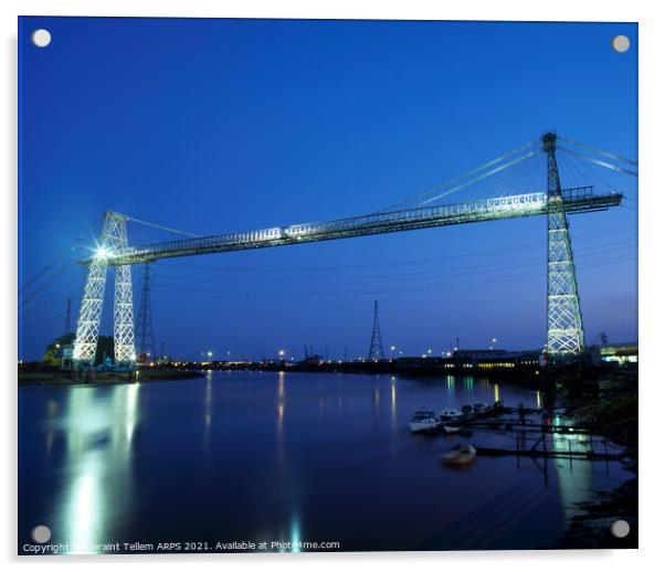 Transporter Bridge and river Usk, Newport, South Wales Acrylic by Geraint Tellem ARPS