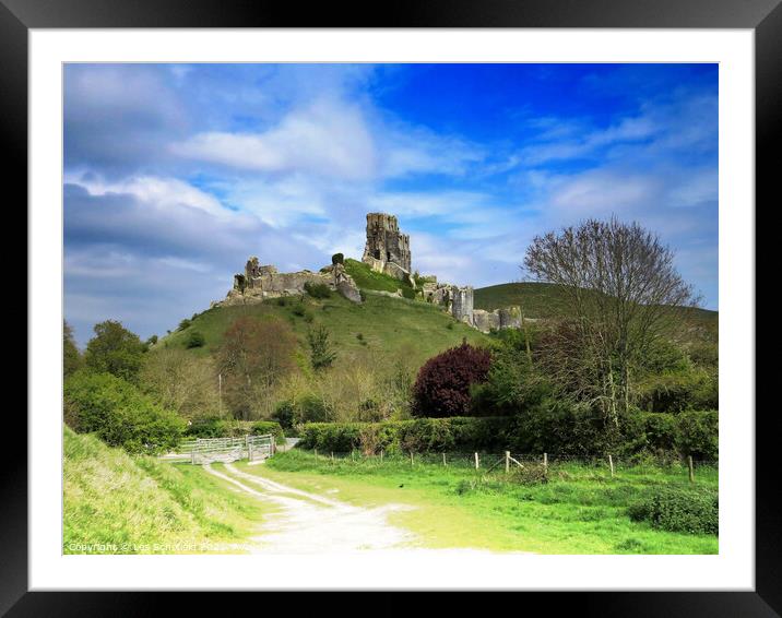 Corfe Castle Dorset Framed Mounted Print by Les Schofield