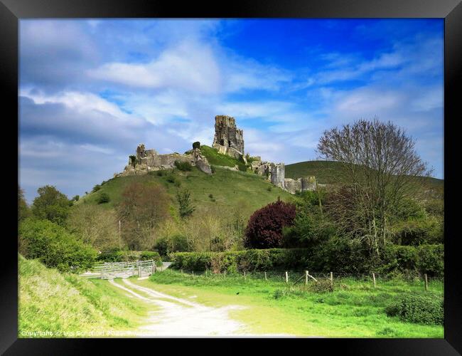 Corfe Castle Dorset Framed Print by Les Schofield