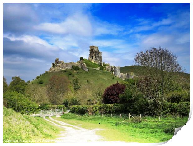 Corfe Castle Dorset Print by Les Schofield