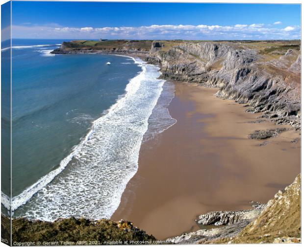 Mewslade Bay, Gower, South Wales Canvas Print by Geraint Tellem ARPS