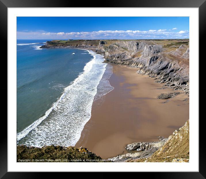 Mewslade Bay, Gower, South Wales Framed Mounted Print by Geraint Tellem ARPS