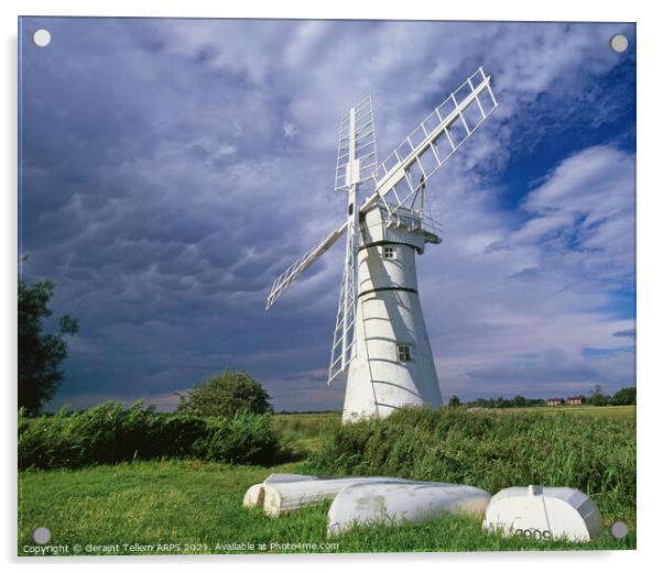 Thurne Mill and storm clouds, Norfolk Broads, England, UK Acrylic by Geraint Tellem ARPS