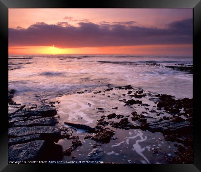 Sunset from Nash Point, South Wales, UK Framed Print by Geraint Tellem ARPS