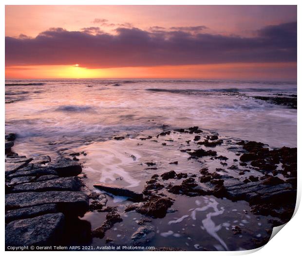 Sunset from Nash Point, South Wales, UK Print by Geraint Tellem ARPS