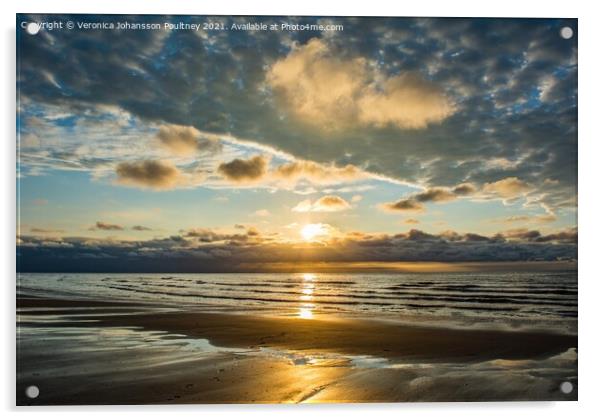 A sunset over a beach in Norfolk Acrylic by Veronica in the Fens