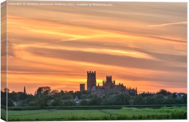 Ely Cathedral in a pastel Sunset  Canvas Print by Veronica in the Fens