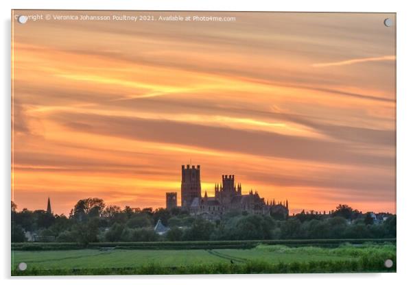 Ely Cathedral in a pastel Sunset  Acrylic by Veronica in the Fens