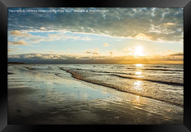 Beach Sunset in Norfolk Framed Print by Veronica in the Fens