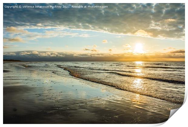 Beach Sunset in Norfolk Print by Veronica in the Fens
