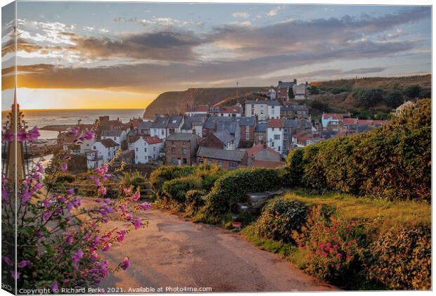 Early morning glow in Staithes Canvas Print by Richard Perks