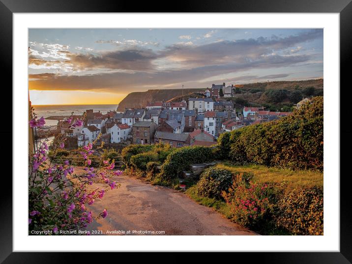 Early morning glow in Staithes Framed Mounted Print by Richard Perks