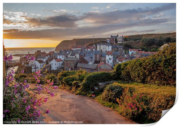 Early morning glow in Staithes Print by Richard Perks