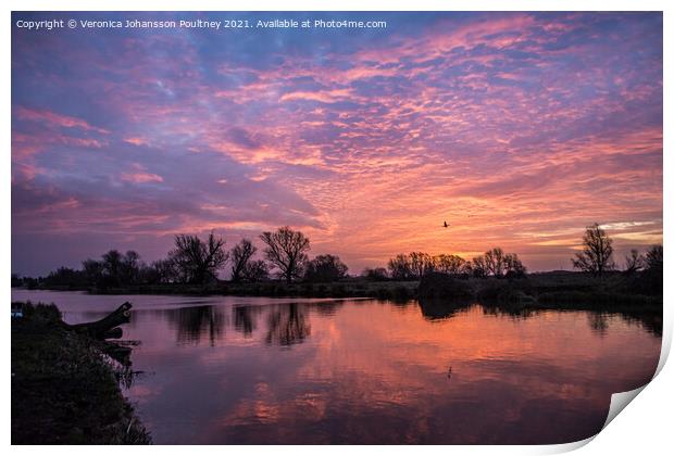 Sky cloud over river in Ely Print by Veronica in the Fens