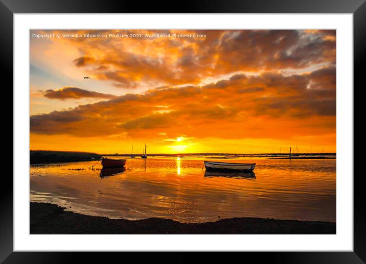 Sunset and Boats in Norfolk Framed Mounted Print by Veronica in the Fens