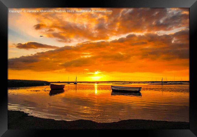 Sunset and Boats in Norfolk Framed Print by Veronica in the Fens