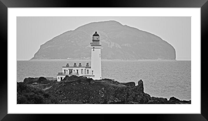 Monochrome Turnberry Lighthouse Framed Mounted Print by Allan Durward Photography