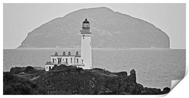 Monochrome Turnberry Lighthouse Print by Allan Durward Photography