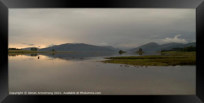 A moody sky over Castle Stalker, Appin, Scotland,  Framed Print by Simon Armstrong