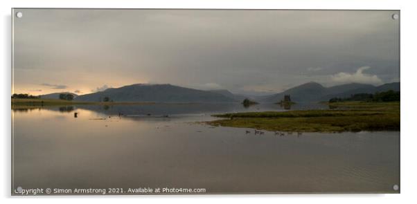 A moody sky over Castle Stalker, Appin, Scotland,  Acrylic by Simon Armstrong