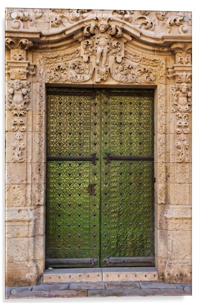 Alicante Town Hall Ornate Door  Acrylic by Navin Mistry
