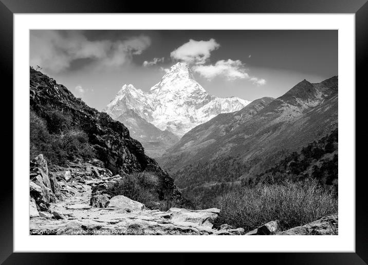 Ama Dablam mountain. Framed Mounted Print by Sergey Fedoskin